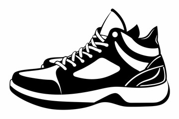 basketball shoes line art silhouette vector illustration