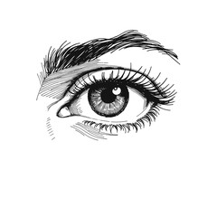 Obraz premium Eye sketch in black ink without background 
