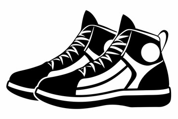 basketball shoes line art silhouette vector illustration