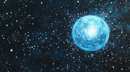 Fototapeta premium peaceful view of a blue supergiant star shining amidst a sea of tiny white dots