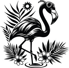 Flamingo Silhouette Poster – Stunning Black and White Bird Illustration