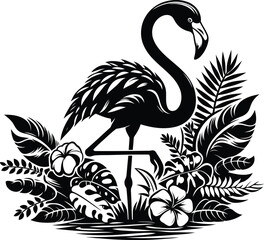 Flamingo Silhouette Clipart, High-Resolution Digital Download for Crafts