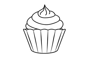 cupcake line art silhouette vector illustration