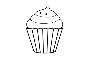 cupcake line art silhouette vector illustration