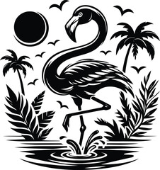 Minimalist Flamingo Silhouette, Perfect for Home Decor and DIY Crafts