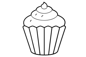 cupcake line art silhouette vector illustration