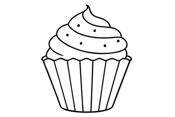 cupcake line art silhouette vector illustration