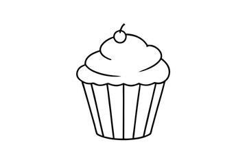 cupcake line art silhouette vector illustration