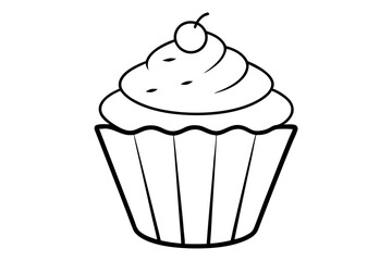 cupcake line art silhouette vector illustration