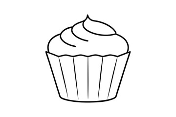 cupcake line art silhouette vector illustration