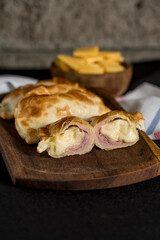 Homemade ham and cheese empanadas ready to eat