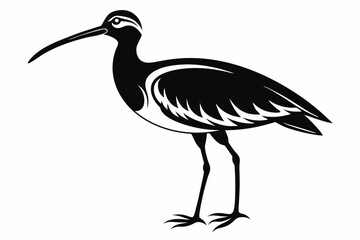 curlew line art silhouette vector illustration
