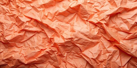 Fototapeta premium Textured coral craft paper: a trendy, crumpled flat lay background.