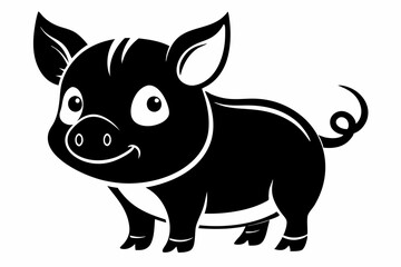 cute pig line art silhouette vector illustration