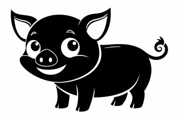 cute pig line art silhouette vector illustration