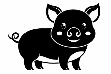 cute pig line art silhouette vector illustration