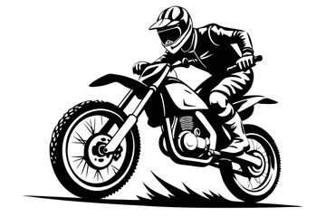 dynamic dirt bike rider line art silhouette vector illustration
