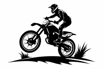 dynamic dirt bike rider line art silhouette vector illustration