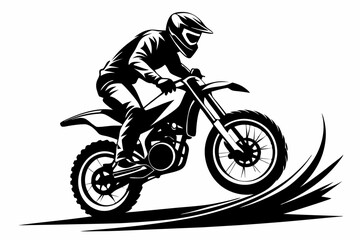 dynamic dirt bike rider line art silhouette vector illustration