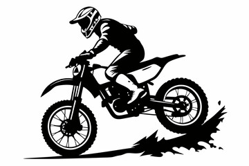 dynamic dirt bike rider line art silhouette vector illustration