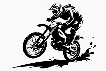 dynamic dirt bike rider line art silhouette vector illustration