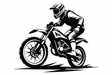 dynamic dirt bike rider line art silhouette vector illustration