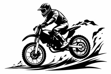 dynamic dirt bike rider line art silhouette vector illustration