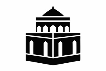 kaaba icon line art silhouette vector illustration