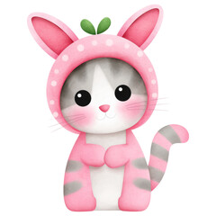 Obraz premium Cute cat wearing bunny ears, playful and cheerful, perfect for children illustrations or festive themes