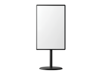 A white, blank billboard on a stand, isolated against a transparent background