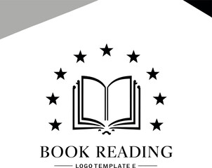 Illustrative Logo of Book with Feather Symbolizing Knowledge and Elegance