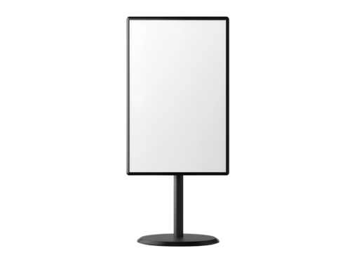 A white, blank billboard on a stand, isolated against a transparent background