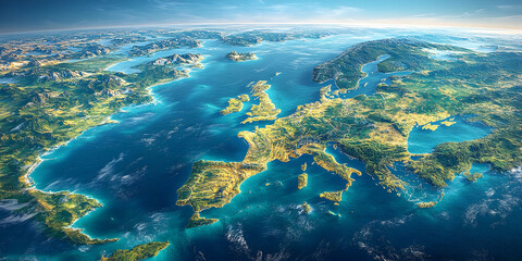 Fototapeta premium Europe 3D Satellite Image