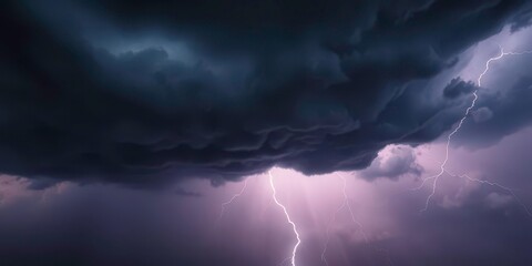 Dark, swirling storm clouds, dramatic lightning, smoky atmosphere, white, black