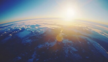 Fototapeta premium Earth from space, sunrise above clouds, natural beauty