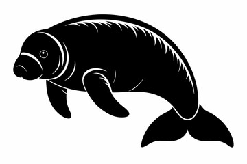 Fototapeta premium manatee line art silhouette vector illustration