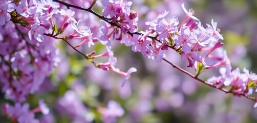 Obraz premium Delicate purple watercolor blooms gently sway, peaceful breeze, serene scene, wall art, pastel