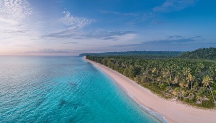 Panoramic sandy beach landscape. Inspiring tropical beach seascape