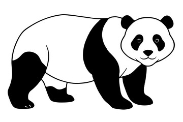 panda bear line art silhouette vector illustration