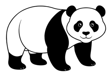 panda bear line art silhouette vector illustration