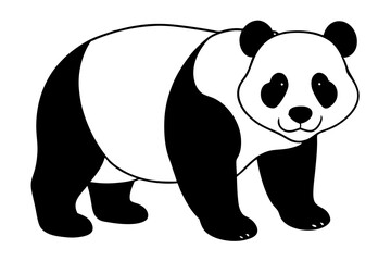 panda bear line art silhouette vector illustration