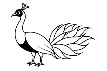 peacock line art silhouette vector illustration