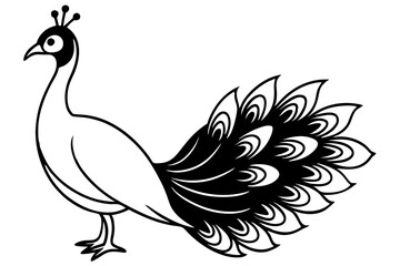 Naklejka premium peacock line art silhouette vector illustration
