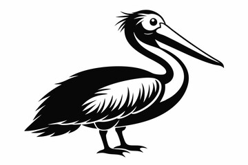 pelican line art silhouette vector illustration