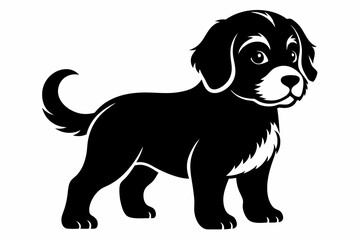 puppy line art silhouette vector illustration