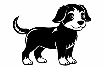 puppy line art silhouette vector illustration