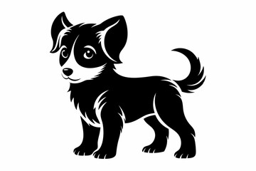 puppy line art silhouette vector illustration