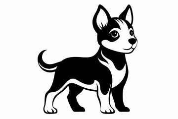 puppy line art silhouette vector illustration