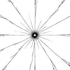 shattered glass pattern with intricate lines radiating from center, creating striking visual effect