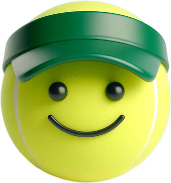 3d tennis ball emoji characters with baseball caps &ndash; fun sports mascot design isolated on a transparent background